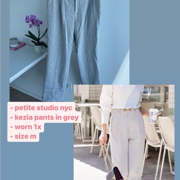 Petite Studio Light Gray Wool Pants - Picture 2 of 4